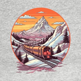 Train Through the Snowy Mountains T-Shirt